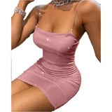 Purpdrank  New European And American Style Solid Color Sleeveless Slim Fit Sexy Strap Dress for Women Fashion Wish
