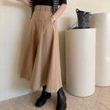 Purpdrank  2025 New Vintage Women's Straight Skirts Pockets Spring Summer High Waist Solid Loose Button A-line Skirts for Women