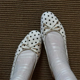Purpdrank  Brand Design Black Dots Slip On Loafers Shoes Women Elegant White Horsehair Inner Med Heels Comfy Walk Daily Office Lady Pumps