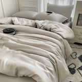 Purpdrank  Nordic Summer Washed Ice Silk Bedding Set with Sheet Duvet Cover Pillowcase Single Couple Bedsheet King Queen Double Twin Size