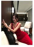 Purpdrank  Elegant Red 2025 Sexy Long Dress Women Summer Sleeveless V-neck Backless Dress Fashionable Evening Party Tight Straight Skirt