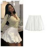 Purpdrank  Spring New Women's Fashion and Elegance Slim Fit Versatile Jacquard Lantern Mini Skirt