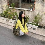 Purpdrank  Double Sided Canvas Bag Women Letter Print Single Shoulder Tote Black Interior Design Millennium Style Commuting Bag