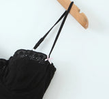 Purpdrank   Sexy Black Spliced Embroidery Lace Bra Corset style Mini Dress Women Tie Bow Backless Party Skater Short Sling Robe Holiday