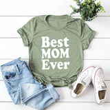 Purpdrank  Women's Loose round Ne ort Sve Cotton T-irt Thin Mom Ever Best Mom Ever Street Sle Print Creative Design Spring Su...