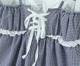 Purpdrank  Sexy Plaid Spliced Embroidery Lace Bra Corset style Mini Dress Women Bow Lacing up Backless Party Skater Sling Robe Holiday