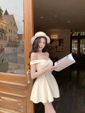 Purpdrank  Elegant Slash Neck Mini Dress Women Party Prom Luxury Sexy Backless Dresses Summer Ladies Korean Fashion Bodycon Vestidos