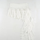 Purpdrank  Holiday Style Ruffles Ribbon Mesh Mini Cake Skirts with Safety Shorts Elastic High Waist Irregular A-line Party Clubwear