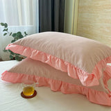 Purpdrank  Cotton Lace Pillow Cover One Pair 48x74cm Pillow Core Inner Liner Washable Bedroom Decoration Pillow Case Bedding Accessories