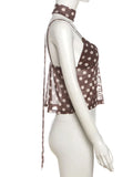 Purpdrank  Polka Dot Print 3-Piece Set Women Scarf+V-Neck Camisole+Irregular Mid Skirts Matching High Street Sweet Elegant Suit