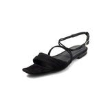Purpdrank   New Summer Fashion Women Sandals Natural Leather Plus Size 34-41 Cowhide Microfiber Sheepskin Open Toe Buckle Women Shoes