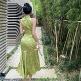 Purpdrank  Jacquard Cheongsam Dress for Women Summer Retro Chinese Style Sleeveless Modified New Chinese Style Dress