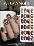 Purpdrank  10ML 1-16pcs New Style Loulan Ancient City Cat Eye Gel Nail Polish Black Chocolate Amber High-grade Glass Bead Nails