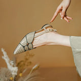 Purpdrank  New Sexy Pointed Toe Women Sandals Spring Summer Slingback Pumps Low Heels Genuine Leather Fashion Office Party Shoes Woman