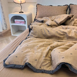 Purpdrank  French Lace Bedding Sets 2025 New Ruffle Lace Bow Quilt Cover Romantic Bedclothes Decor Woman Girls Bedroom Duvet Cover 4pcs