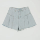 Purpdrank  Chic Pink Wide Leg Denim Shorts Women Summer High Waist A-line Hot Pants Korean Style Female Solid Color Jeans Shorts Streetwear
