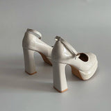 Purpdrank  Spring Thick Heel Women Mary Jane Shoes Fashion Ankle Strap Ladies Elegant Wedding Party Pumps