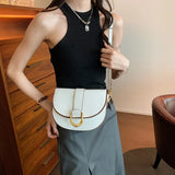 Purpdrank  Famous Brand Saddle Shoulder Bags For Women Golden Hardware Solid Color PU Crossbody Bag New Luxury Designer Handbags
