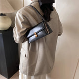 Purpdrank  Retro Women Underarm Shoulder Bag Flap Shape PU Leather Pure Color Armpit Bag 2024 New Luxury Designer Purses And Handbags