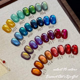 Purpdrank  10ML 1-16pcs New Style Loulan Ancient City Cat Eye Gel Nail Polish Black Chocolate Amber High-grade Glass Bead Nails