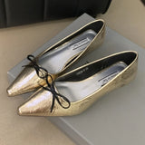 Purpdrank  Elegant Pointed Toe Butterfly-knot Low Heel Pumps Women Comforta Shallow Flat Designer Shoe Fashion Office Shoe Zapatos De Mujer