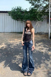 Purpdrank  Sexy Low Waist Women's Jeans Spring Summer Slim Fit Elasticity Denim Flared Trousers American Retro Streetwear Y2K Cowboy Pants