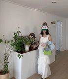Purpdrank  French Style Chic Summer elegant Solid Sleeveless Slash Neck Flounced edge Patchwork Long Slim Woman Dress