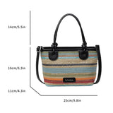 Purpdrank  Straw Woven Design Top-Handle Bags Women Rainbow Color Summer Beach Shoulder Crossbody Bags Luxury Designer Handbags