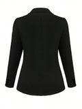 Purpdrank  Women's Autumn Blazers Elegant Business Plain Side Button Long Sleeve Open Front Regular Fit Basics Blazers