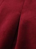 Purpdrank  Red Velvet Halter Short Dress Velvety V-Neck Fashion Sleeveless Elegant Waist Cinching French Dress Party Gown Women's Clothing