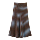 Purpdrank  5 colors Spring Summer Women Elastic High Waist Polka Dot Satin Skirt Mid Long A-line Skirts Femme
