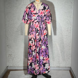 Purpdrank  Summer Women Print Long Dress Sexy V-neck High-Waisted Split  Bohemia V-neck Bat Sleeve Vacation Party Lady Vestido
