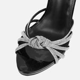 Purpdrank  New Arrival Silver Crystal Narrow Band Women's Sandals Summer Party Wedding Prom Shoes Platform Open Toe High Heels