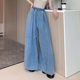 Purpdrank  Vintage High Waist Women's Denim Pants 2025 New Spring Summer Lace-up Casual Loose Lantern Wide Leg Jeans Pants Female