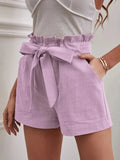 Purpdrank   Shorts Women Bow Tie Lace Up Wide Leg Shorts High Waist Pockets Casual Streetwear Summer New Fashion Loose Shorts