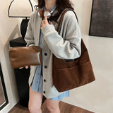 Purpdrank  2-IN-1 Underarm Shoulder Bag Sets For Women Faux Suede Multi Pockets Large Capacity Shopper Tote Bag 2025 Latest Handbags
