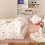 Purpdrank  Cotton four-piece set of aerobic double yarn cotton skin-friendly quilt cover small floral bed linen bed cover set