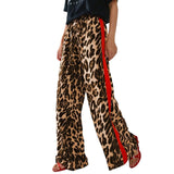 Purpdrank  Fashionable Leopard Print Women's Pants Spring New Product 2025 Splicing Loose Wide Leg Flared Pants Casual Long Pants For Women