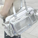 Purpdrank  Sweet One Shoulder Tote Ita Bag Women's Fashionable Versatile Y2k Multi Style Large Capacity Transparent Outer Bag Crossbody Bag