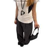 Purpdrank  Lightweight Plaid Wide Leg Pants Women's Bubble Cloth Pants Summer Casual Trousers Cleanfit Knife Edge Patterned Trousers