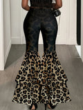 Purpdrank  Women Shiny Leopard Print Pants High Waist Trousers Office Work Lady Full Length Autumn Bottoms Capris 2026 Spring Summer