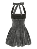 Purpdrank  Fashion New Glitter Halter Dress Sexy Sleeveless Backless Slim Fit & Flare Mini Party Night Out Dress for Women Clubwear