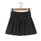 Purpdrank  Summer Sweet Polka Dot Print Mini BUD Skirt Women Elastic Waist Ball Gown Swing Skater Short Skirts Party Girl Beige Black