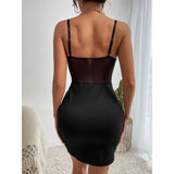 Purpdrank  Fashion New Spring Summer Women Low V-Neck Perspective Mesh Slip Dress Office Lady Wrap Hip Mini Skirt Casual Clothing Girl Gift