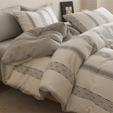 Purpdrank  New Class Duvet Cover Knitted Cotton Printing Small Fresh King Size Queen Size Set Bed Sheet Bed Hat 4Pcs Set