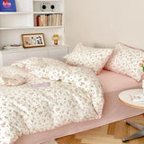 Purpdrank  Cotton four-piece set of aerobic double yarn cotton skin-friendly quilt cover small floral bed linen bed cover set