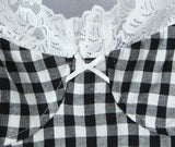 Purpdrank  Sexy Black White Plaid Spliced Lace With Wire Chest Corset Camis Women Side Zipper Crop Top Camisoles Bra Tank Vest