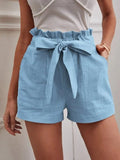 Purpdrank   Shorts Women Bow Tie Lace Up Wide Leg Shorts High Waist Pockets Casual Streetwear Summer New Fashion Loose Shorts