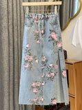 Purpdrank - Women Sweet Korean Pink Sweet 3 Pieces Set For Women Knitted Sling Vest +sunscreen+floral Print Wide Leg Denim Long Pants Suits