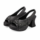 Purpdrank  Brand new Women's Y2K Star Rivet Platform Sandals 2000's Peep Toe Slingback Chunky Heel Distressed Denim High Heeled Shoes